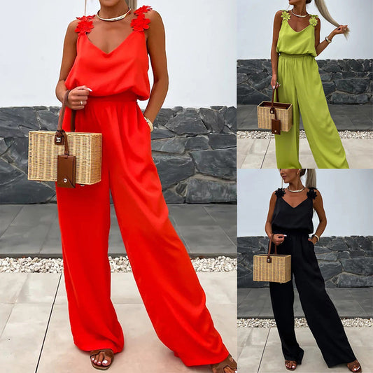 49% Off New Products Hot Sale🔥Women's Sleeveless Wide Leg Jumpsuit