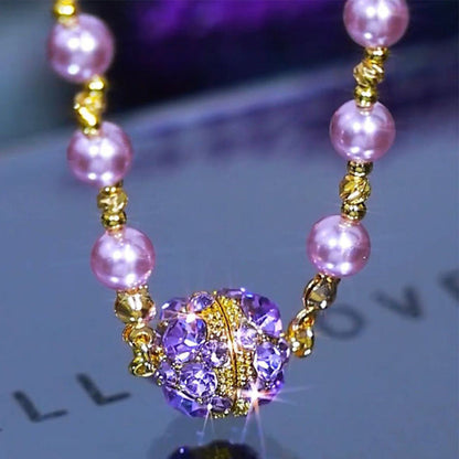 💖Hot Sales-50% OFF Buy 1  Get  1 Free✨Elegant Imitation Pearl Necklace with Sparkling Magnetic Rhinestone Ball