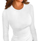 💖Limited Sale 50% OFF💖Women’s Solid Round-Neck Long-Sleeve Slim Fit Tops