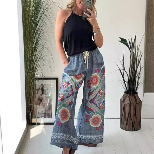 🔥2025 HOT SALE🔥Women's Drawstring Faux Denim Casual Pants