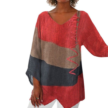 💖NEW ARRIVAL LIMITED TIME OFFER💖Women's Elegant Casual V-Neck Long Sleeve Artistic Pattern Print Top