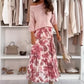 ⏰Limited Time🔥59% Off 🔥Crew Neck Top & Printed Belted Skirt Set
