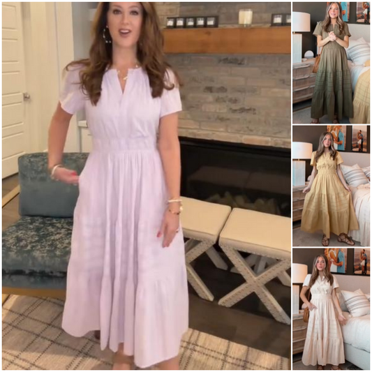 🔥Hot Sale 50% OFF🔥Women's Casual Summer Short-Sleeve V-Neck Long Dresses