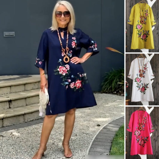 🌸Spring Specials💐 Women's V-Neck Floral Print Loose Dress