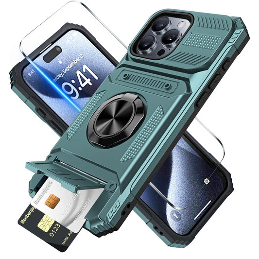 💥💥💥Phone Case with Card Holder & Ring Grip for iPhone