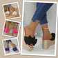 Women's Bow Thick Sole Wedge Slippers