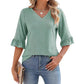 ❤️2025 New Products❤️Women's Elegant Ruffle Sleeve V-Neck Tops