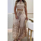 💖LAST DAY SALE 50% OFF💖Women's Retro Pattern Ethnic Halter Sleeveless Top Wide Leg Pants Set