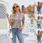 🔥HOT SALE 50% OFF🔥 V-Neck Floral Print Ruffled Short Sleeve T-Shirt