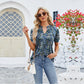 🔥HOT SALE 50% OFF🔥 V-Neck Floral Print Ruffled Short Sleeve T-Shirt