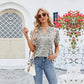 🔥HOT SALE 50% OFF🔥 V-Neck Floral Print Ruffled Short Sleeve T-Shirt