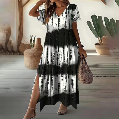 💖Last Day 50% OFF💖Women’s Causal V-Neck Gradient Dress