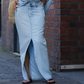 💜LAST DAY PROMOTION - 50%OFF💜Women's Diagonal Shoulder Top with Split Denim Long Skirt