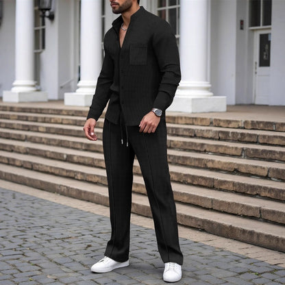 🎁2026 New Arrivals 50% OFF💥Men’s Casual Waffle Shirt Pants 2-Piece Set🔥Buy 2 Get Free Shipping