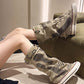 🎁Hot Sale 50% OFF⏳Women's Retro Flat Slouch Mid-Calf Canvas Boots
