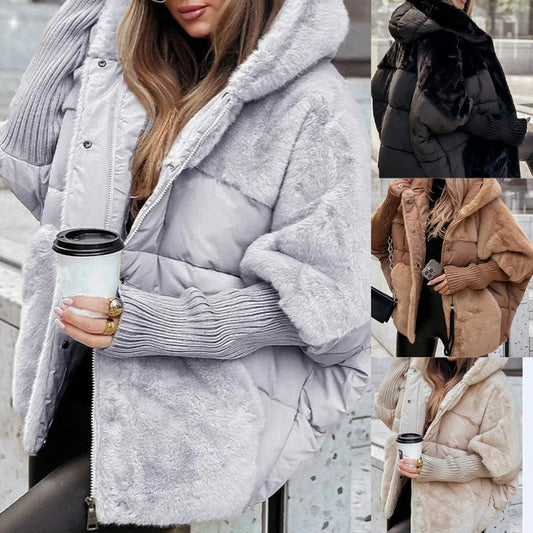 🎁Hot Sale 50% OFF⏳Women’s Oversized Hooded Patchwork Puffer Coat