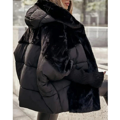 🎁Hot Sale 50% OFF⏳Women’s Oversized Hooded Patchwork Puffer Coat