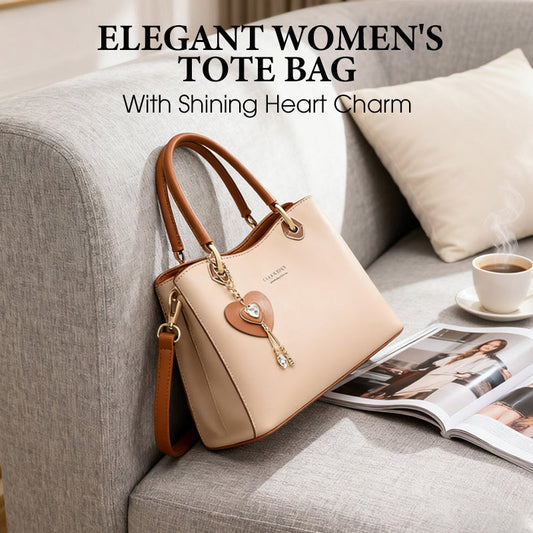 🎁2026 New Arrivals 50% OFF💥Elegant Heart Charm Tote Bag | Soft Faux Leather Crossbody with Adjustable Strap | Spacious Women's Shoulder Handbag💖