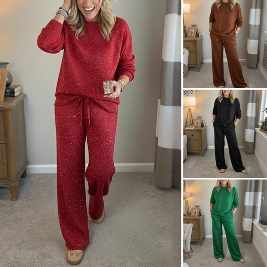 ⏳Limited-time 49% off⏰Women's Glitter Pullover Sweater & Pants 2-Piece Set👚👖