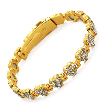 Women's Dazzling Heart-Shaped Magnetic Copper Bracelets