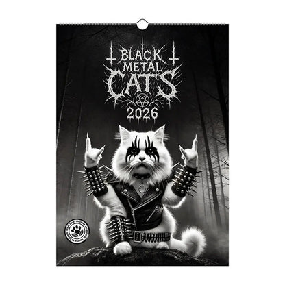 Black Metal Cat Calendar 2026