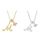 Initial Letter Necklace with Pink Heart Charm