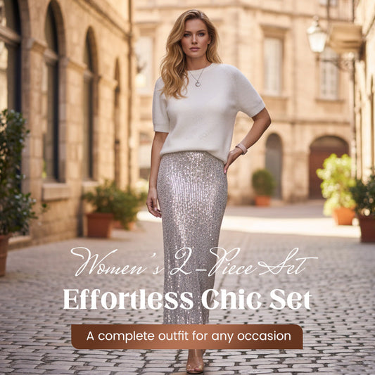 ⏳Time-Limited Special⏰Women’s Knit Top and Sequin Skirt 2-Piece Set