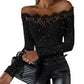 🔥55 % OFF👚Women's Lace Off The Shoulder Glitter Long Sleeve Top💕