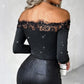🔥55 % OFF👚Women's Lace Off The Shoulder Glitter Long Sleeve Top💕
