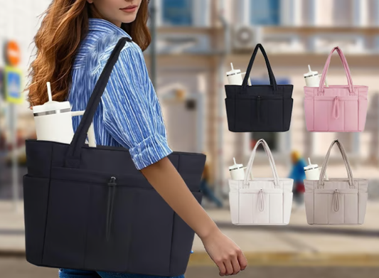🎁2026 New Arrivals 50% OFF💥Wandering Nature Puffer Tote Bag with Cup Holder & Laptop Compartment & Trolley Sleeve for Travel, Work, Nurse, Women