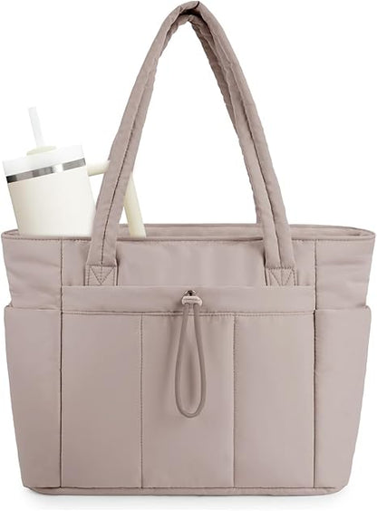 🎁2026 New Arrivals 50% OFF💥Wandering Nature Puffer Tote Bag with Cup Holder & Laptop Compartment & Trolley Sleeve for Travel, Work, Nurse, Women
