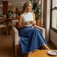 🎁2026 New Arrivals 50% OFF💥Women's High-Waist A-Line Denim Maxi Skirt