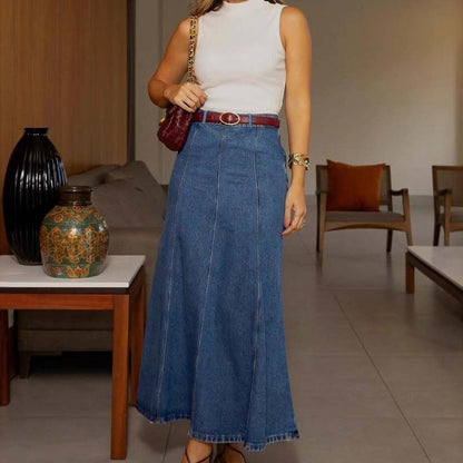 🎁2026 New Arrivals 50% OFF💥Women's High-Waist A-Line Denim Maxi Skirt