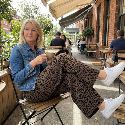 📢📢50%  OFF !! ⏰Women's High-Waist Leopard Print Straight-Leg Pants