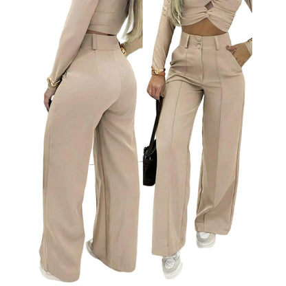 🌸LAST DAY OF SPECIAL OFFER - 60% OFF💕Women's High-Waist Wide-Leg Solid Color Trousers
