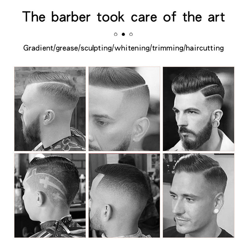 Hairstyle examples including fades and trimmed styles