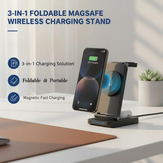 3-in-1 Foldable Magnetic Wireless Charging Station