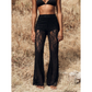 Elegant Lace Flare Pants with High-Waisted Design
