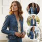🧥 50% OFF NOW! 🌸 Women's Ruffle Trim Open-Front Denim Jacket – Lightweight, feminine & versatile – chic for any outfit 👗