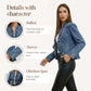 🧥 50% OFF NOW! 🌸 Women's Ruffle Trim Open-Front Denim Jacket – Lightweight, feminine & versatile – chic for any outfit 👗