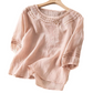 🎁2026 New Arrivals 50% OFF💥Women's Embroidered Cotton-Linen Blend Blouse – Floral Cutouts, Round Neck, Relaxed Fit ✨