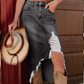 🎁2026 New Arrivals 50% OFF💥Women's High-Waist Ripped Denim Midi Skirt – Asymmetrical Hem, Distressed Details & Flattering Fit 👖✨