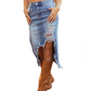 🎁2026 New Arrivals 50% OFF💥Women's High-Waist Ripped Denim Midi Skirt – Asymmetrical Hem, Distressed Details & Flattering Fit 👖✨