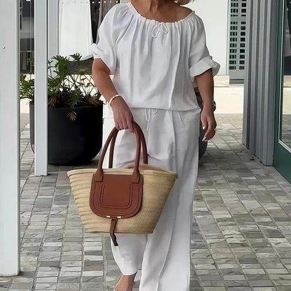 👚 60% OFF NOW! 💃 Women's Drawstring Top & Pants 2-Piece Set – Relaxed Fit, Comfortable & Perfect for Lounging or Everyday Style 🌸