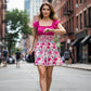 Summer Floral Print Smocked Waist Mini Dress