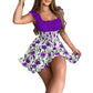 Summer Floral Print Smocked Waist Mini Dress