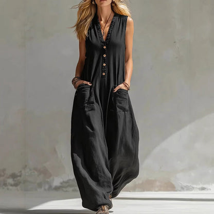 ⏳Time-Limited Special⏰Women's Sleeveless V-Neck Wide-Leg Jumpsuit