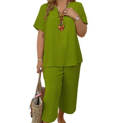 🔥💐LAST DAY SALE 50%OFF!!💕Women's Casual Short Sleeve Top & Wide Leg Pants Set
