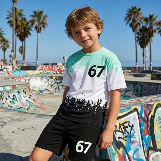 Boys' 3D Print T-Shirt & Shorts Set