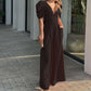 👗 50% OFF NOW! 🌸 Women's Deep V-Neck Wide Leg Jumpsuit – High Waist, Flowy Style & Soft Fabric ✨